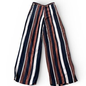 Topshop Women’s Striped High Waisted Wide-Leg Pants - Navy, White, Brown Size 6P